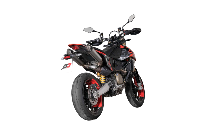 QD-EXHAUST Ducati Hypermotard 698 (Euro 5+) – Slip-on Tri-Cone Titanium Carbon – fitted to the motorcycle