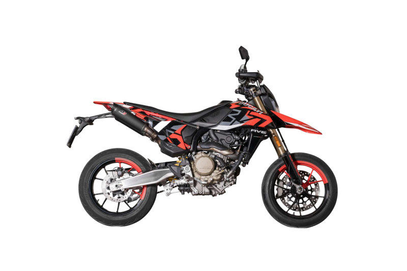 QD-EXHAUST Ducati Hypermotard 698 (Euro 5+) – Slip-on Tri-Cone Dark Matter – am Motorrad