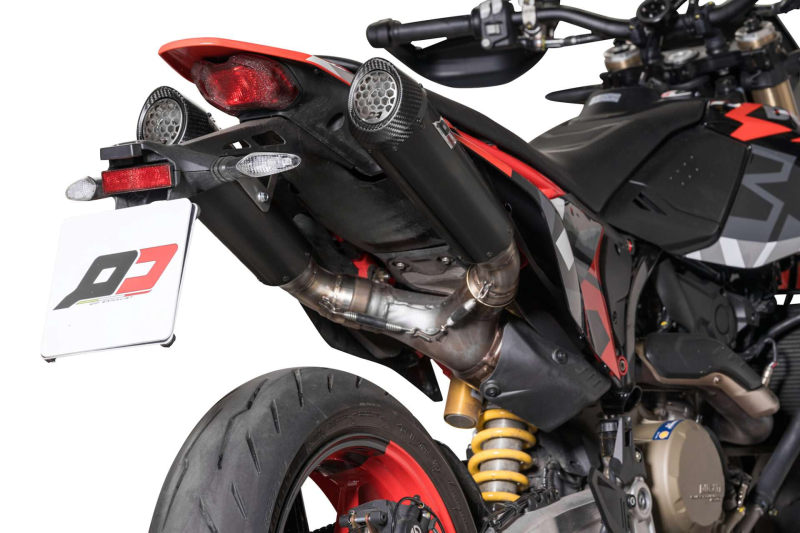 QD-EXHAUST Ducati Hypermotard 698 (Euro 5+) – Slip-on Tri-Cone Dark Matter – Detailansicht