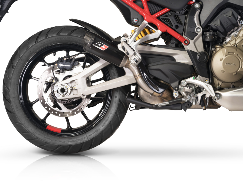 QD-EXHAUST Ducati Multistrada V4 (2022–2024) – Slip-on Gunshot Dark Matter – Detailansicht