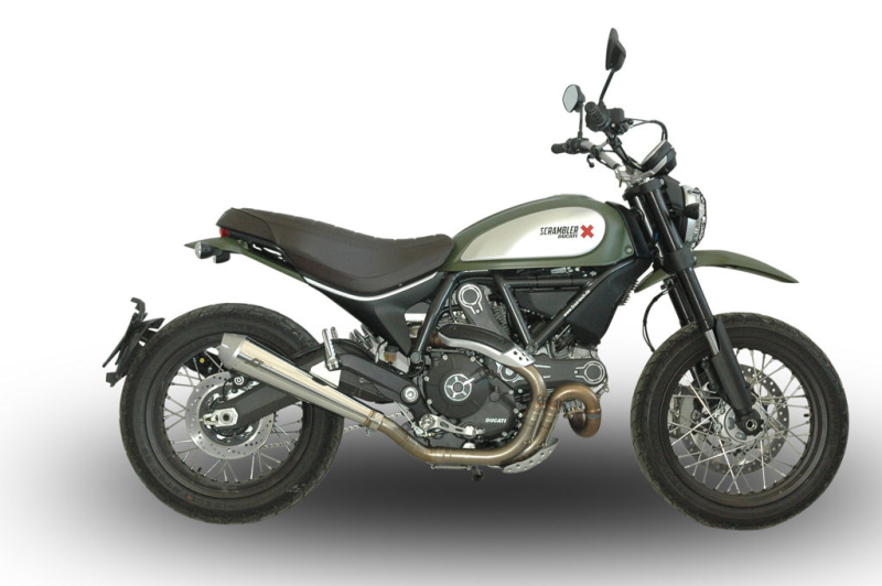 QD-EXHAUST Ducati Scrambler (Euro 3) – Slip-on MaXcone Silver mit Kat – am Motorrad