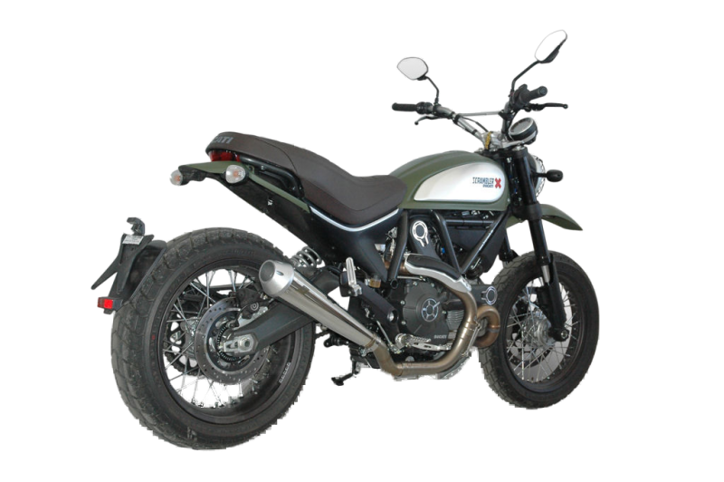 QD-EXHAUST Ducati Scrambler (Euro 3) – Slip-on MaXcone Silver mit Kat – am Motorrad