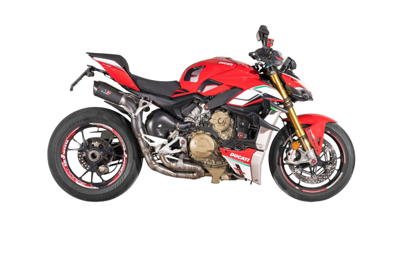 QD-EXHAUST Ducati Streetfighter V4 (2022–2024) – Semi-Komplettanlage Racing – am Motorrad
