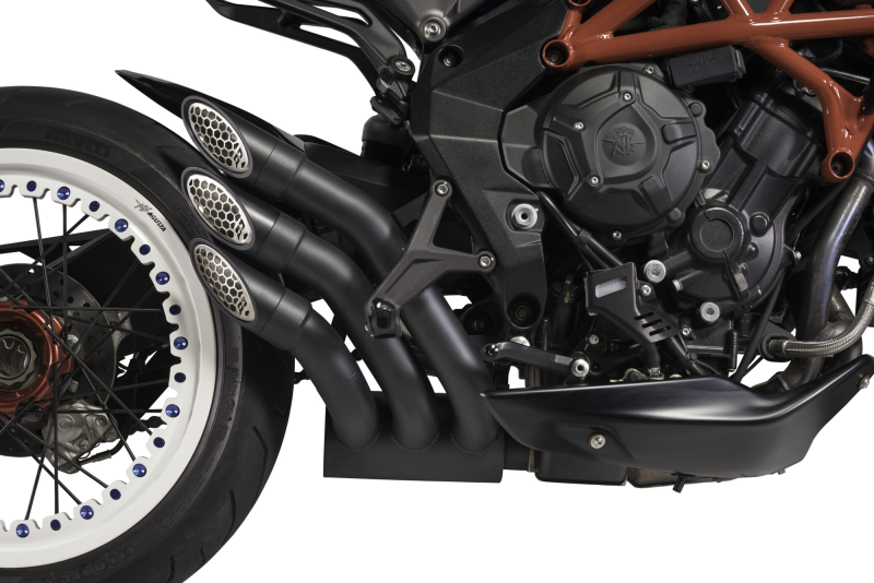 QD-EXHAUST MV Agusta 675/800 (Euro 4/5) – Slip-on Power Gun Dark – Detailansicht