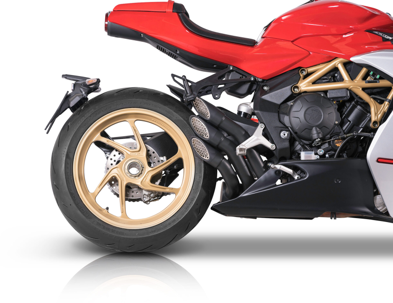 QD-EXHAUST MV Agusta 675/800 (Euro 4/5) – Slip-on Power Gun Dark – am Motorrad