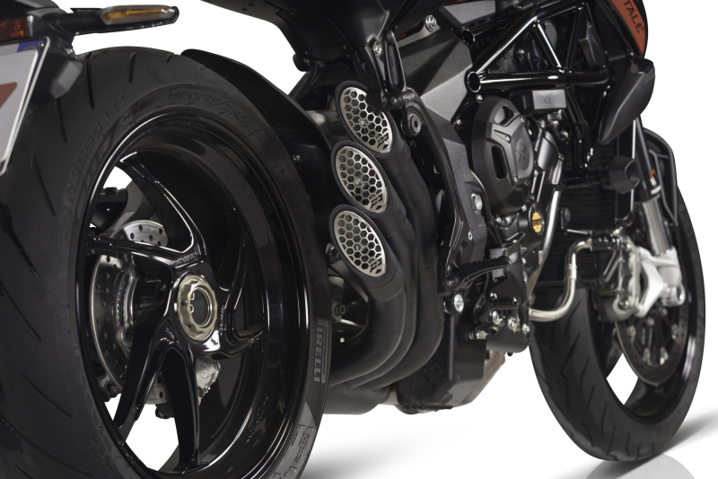 QD-EXHAUST MV Agusta 675/800 (Euro 4/5) – Slip-on Power Gun Dark – Detailansicht