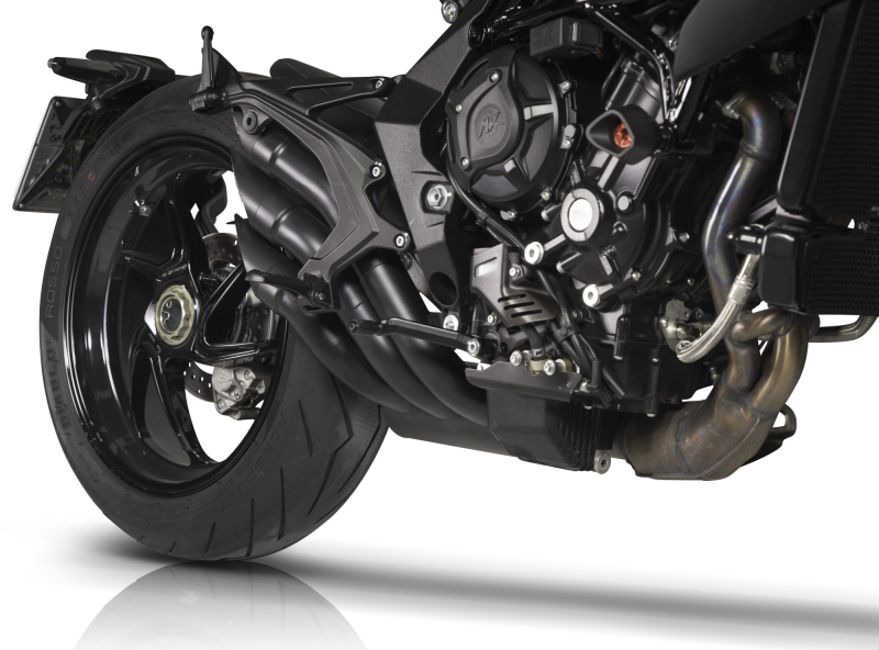 QD-EXHAUST MV Agusta 675/800 (Euro 4/5) – Slip-on Power Gun Dark – Detailansicht
