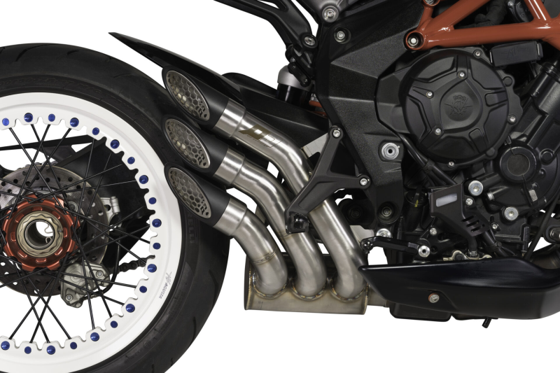 QD-EXHAUST MV Dragster/F3/Superveloce (Euro 4/5) – Slip-on Power Gun Silver – Detailansicht