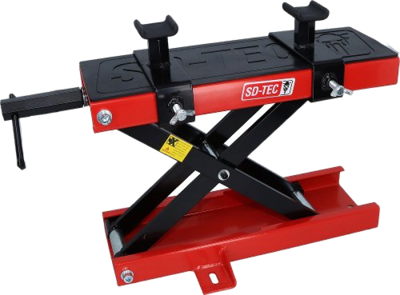 Roter SD-TEC Scherenheber mit Gummiauflage und Adaptersatz