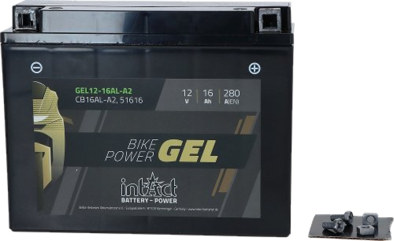 intAct Bike-Power GEL-Batterie Typ YB16AL-A2 mit 12 Volt 16 Ah