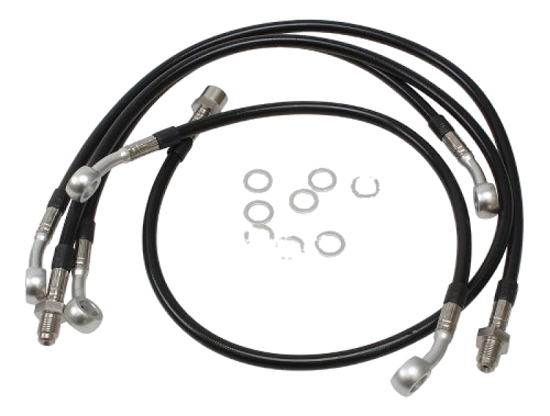 Kit tubi freno in treccia Spiegler 4 pezzi anteriore, nero – Moto Guzzi V50/2
