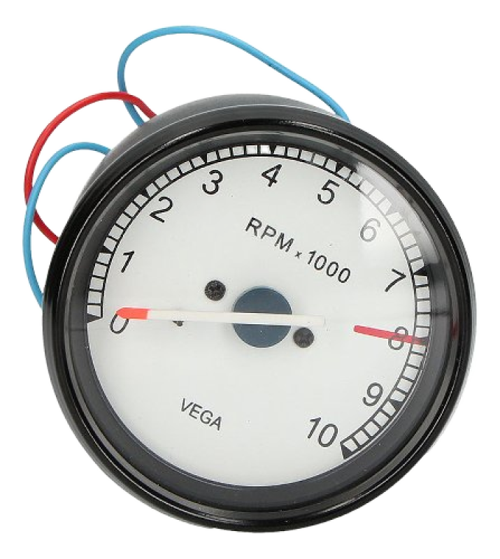 Contagiri VEGA 80 mm meccanico, M16x1, nero/bianco – Moto Guzzi