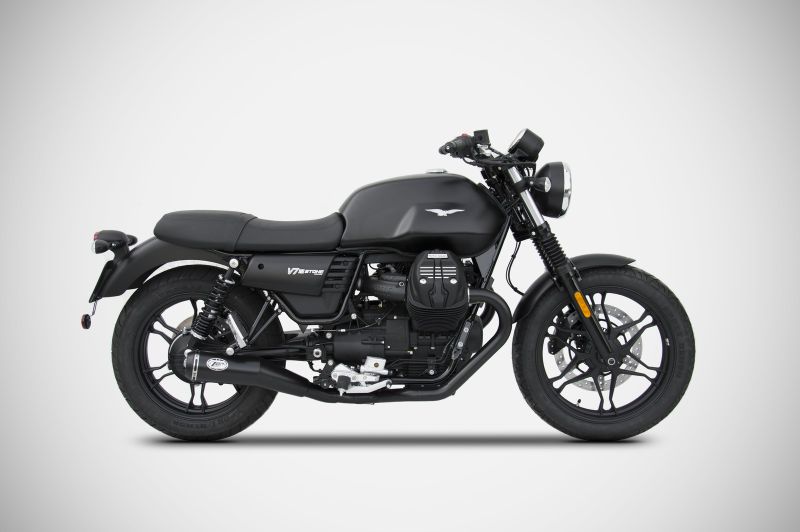 ZARD Full kit 2-1 conical round black stainless steel for Moto Guzzi V7 III
