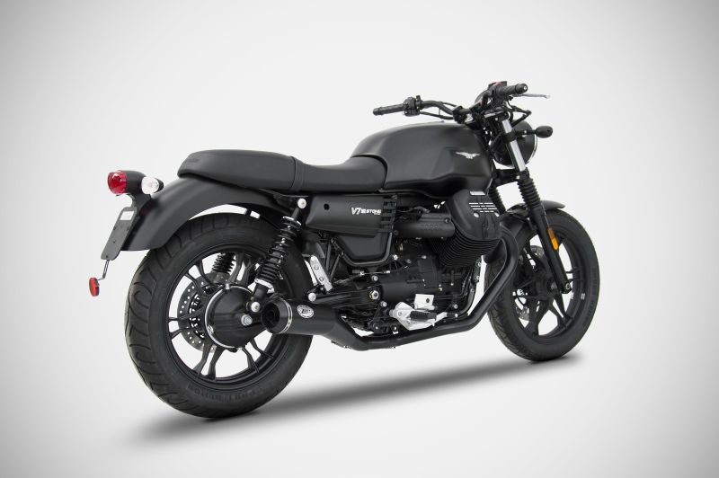 ZARD Full kit 2-1 conical round black stainless steel for Moto Guzzi V7 III