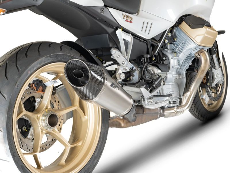 ZARD Slip-on 2-1 with carbon end cap titanium for Moto Guzzi V100 Mandello